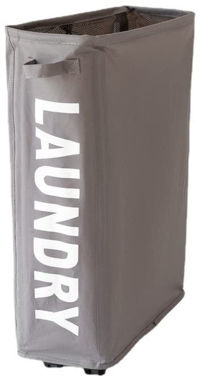 Dailygoods- Wasmand met Wielen - Smalle Rollende Wasmand 39x19x55 cm - Draagbare Organizer - Stevige Oxford-Stof - Handvat voor Gemakkelijk Vervoer - Wascontainer