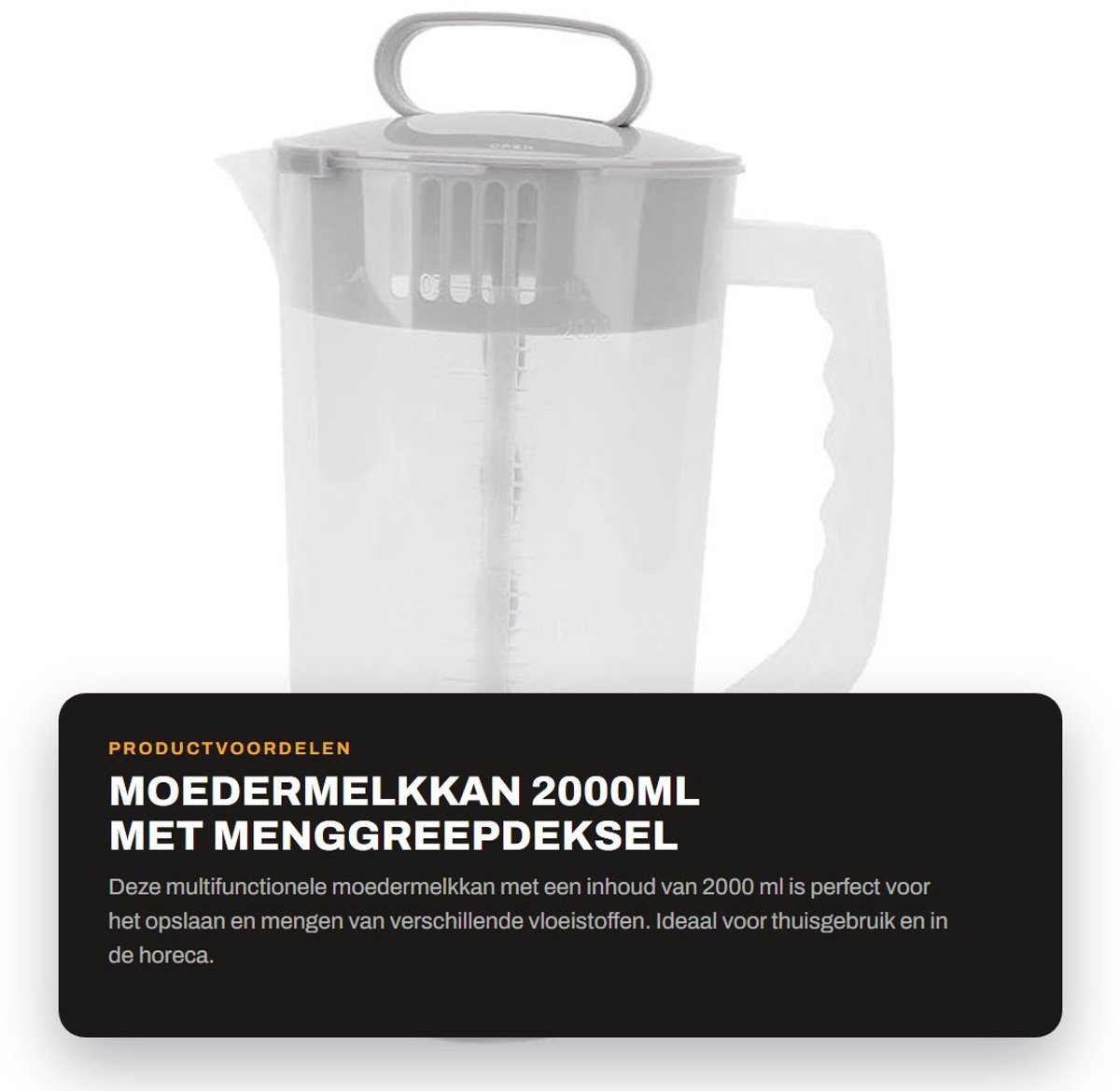 Dailygoods - Moedermelkkan 2000ml met Menggreepdeksel voor Thuisgebruik