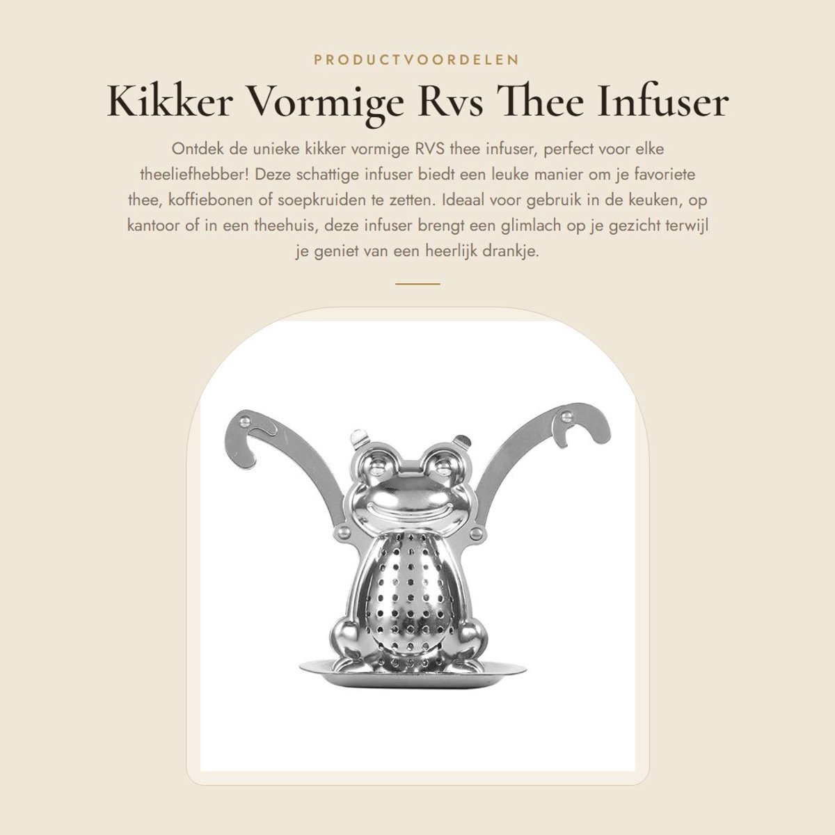 Dailygoods- Theezeef Kikker Vorm - RVS - Infuser voor Thee/Koffiebonen/Soepkruiden - Schattig en Praktisch - Gemakkelijk Schoon te Maken