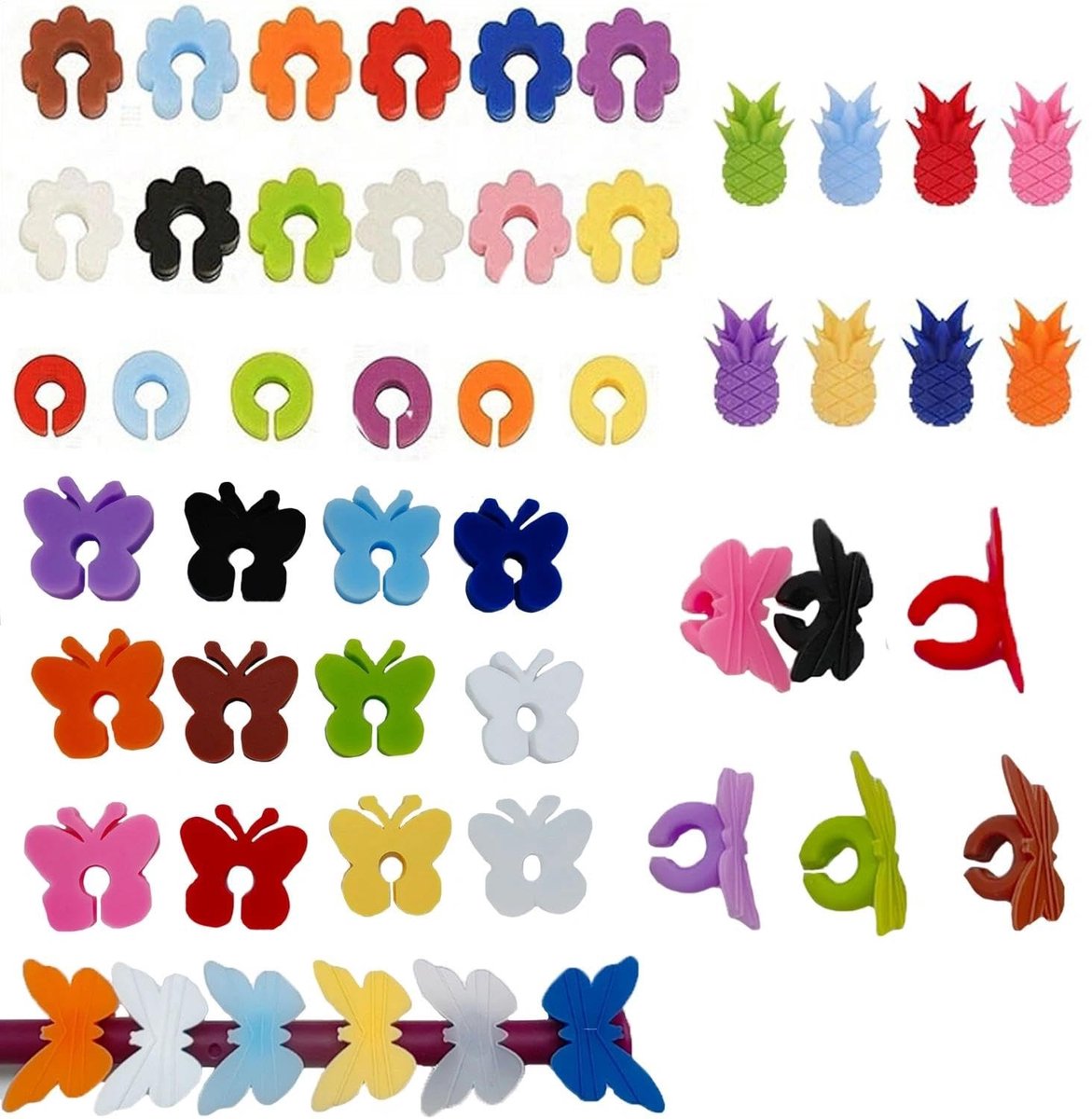 Dailygoods- Wijnglasmarker 50 Stuks - Siliconen Accessoires - Herbruikbare Wijnglazenidentificatoren - Hittebestendig - Duurzaam - Voedselveilig - Glazenmarkeerder