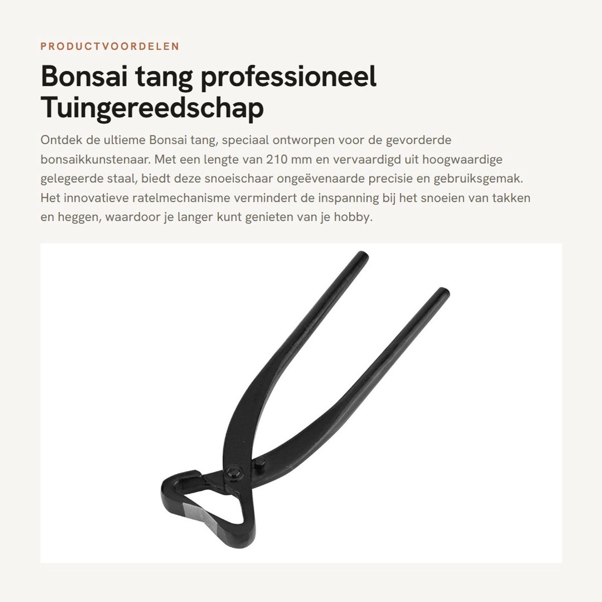 Dailygoods- Bonsai Tang Professioneel - Snoeischaar - Tuingereedschap - Ratelmechanisme - Mangaanstaal - Ergonomische Handgrepen - 210 mm