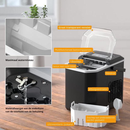 HEZIVO® IJsblokjesmachine - IJsblokjesmaker - Met IJsschep - IJsblokjes in 6 Minuten -Zelfreinigend van Merkloos — afbeelding 4