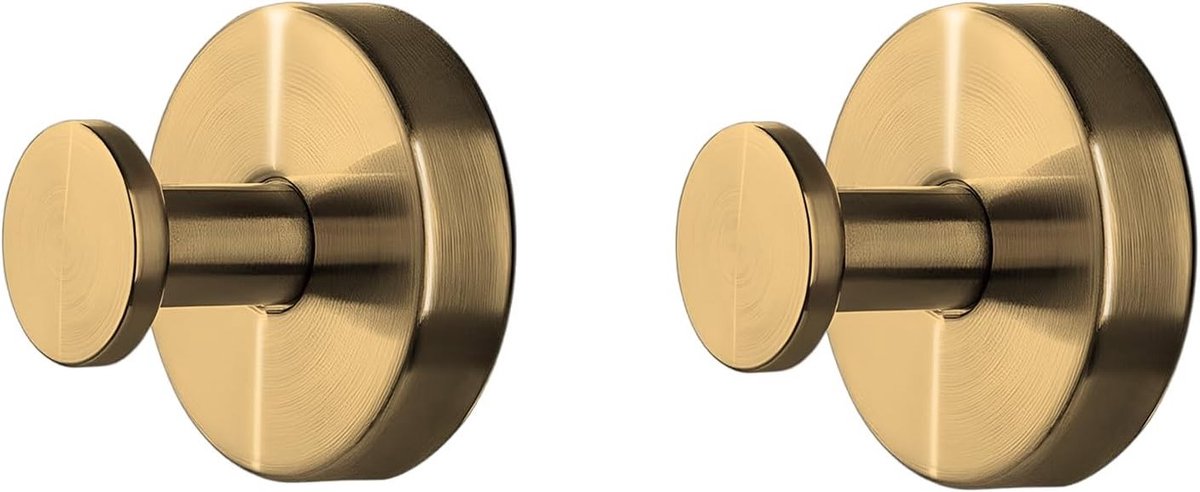 RVS Zuignap Haken Set van 2 - Handdoekhaken, Muurhaken en Zelfklevende Haken voor Badkamer, Keuken en Kantoor (Goud)