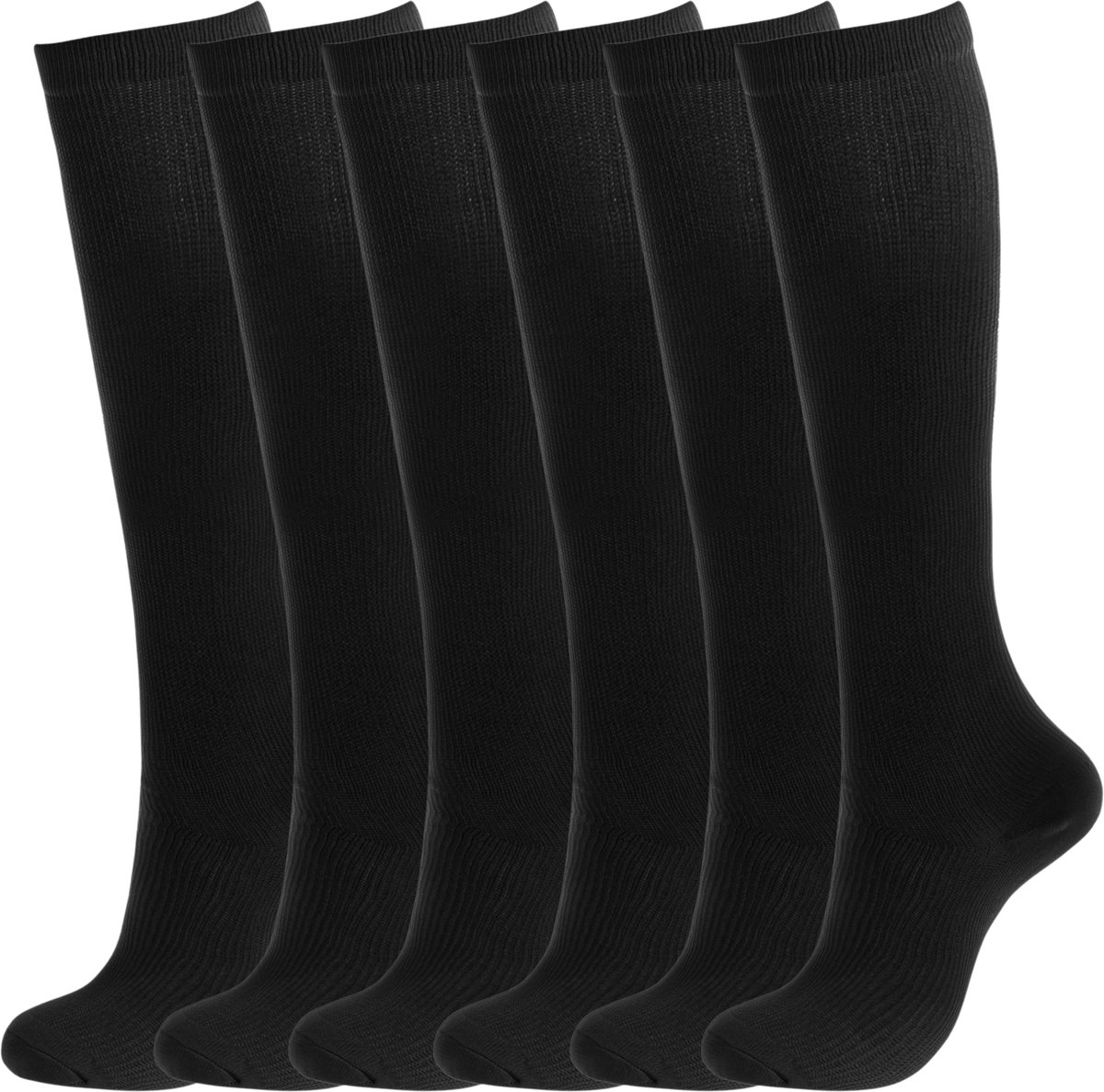 3 Paar Compressiekousen 15-20 mmHg - Hardloopsokken - Compressie Sokken voor Hardlopen, Vliegtuig, Wandelen - Zwart - Maat 44-46