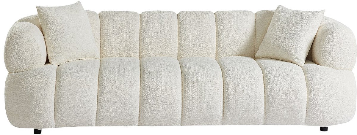 Vente-unique Driezitsbank in off-white boucléstof - COLIANI