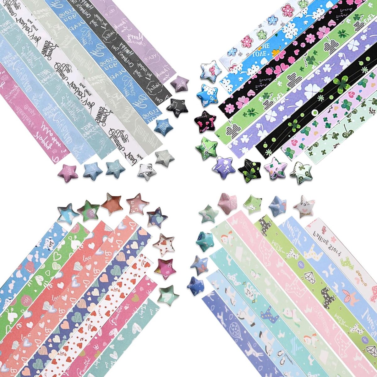 2160 Vellen Origami Sterpapier Strips voor Creatieve Projecten, 4 Stijlen voor DIY Decoratie en Feestversiering
