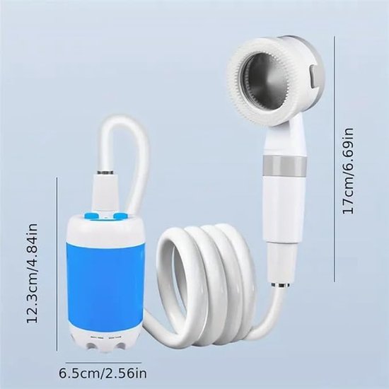 Camping Douche - Campingdouche Draagbaar - Portable Shower Met Lithium Battery - 5000 Mah - Mobiele Douche - Buitendouche - Tuindouche - Draagbare Douche - Reisdouche - Tuindouche - Oplaadbare - 2m - Geschikt Voor Kamperen, Reizen En Strandvakanties van Camping — afbeelding 5