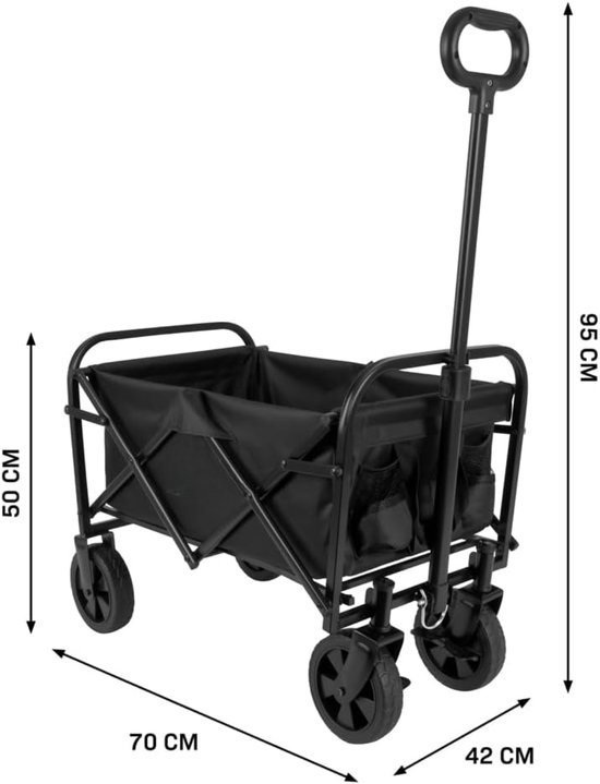 MIRA® Bolderkar Opvouwbaar Luchtbanden - Bolderkar Opvouwbaar - Bolderkar Kinderenvervoer - Zwart - 95cm x 41cm x 60cm; 6.3kg van Merkloos — afbeelding 2