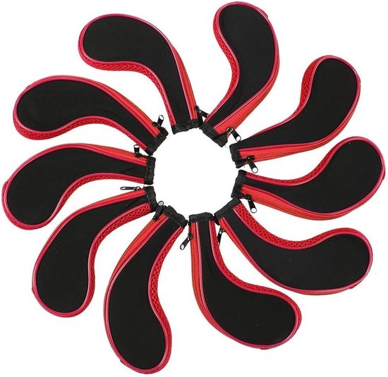 Allecto - Golfclub Hoofddeksels - Neopreen Bescherming - Set van 10 - Rood - Golf Accessoire - Ideaal voor Golf Enthousiastelingen - Duurzaam en van Merkloos — afbeelding 2