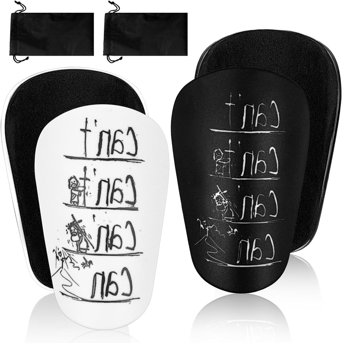 Mini Scheenbeschermers voor Voetbal, 2 Paar, 10 x 6 cm, Inclusief Draagtas, Geschikt voor Kinderen en Tieners