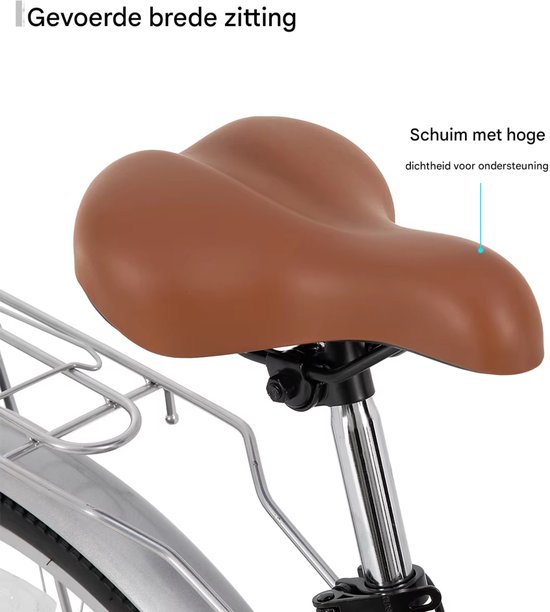 Dames strandcruiserfiets - Voor volwassenen - 7-speed, step-through frame, bagagedrager - Zwart, 66 cm — afbeelding 5