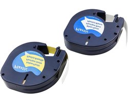 Ruban d'étiquettes compatible avec imprimante d'étiquettes - Recharges pour machine à étiqueter - Autocollant - LT-100H - Ruban plastique - Étiquettes autocollantes - Remplacement - Compatible avec imprimantes Dymo Letratag - Noir sur Blanc/Jaune.