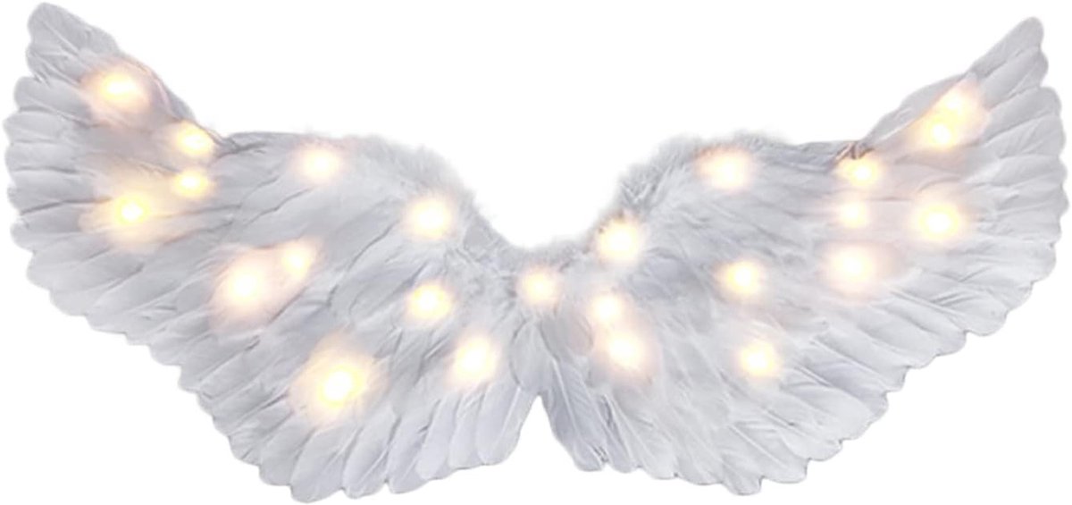 Witte Verlichte Cupid Vleugel Kostuum met Drie Verlichtingsmodi voor Schooltoneel, Kerstparades en Fotoprops