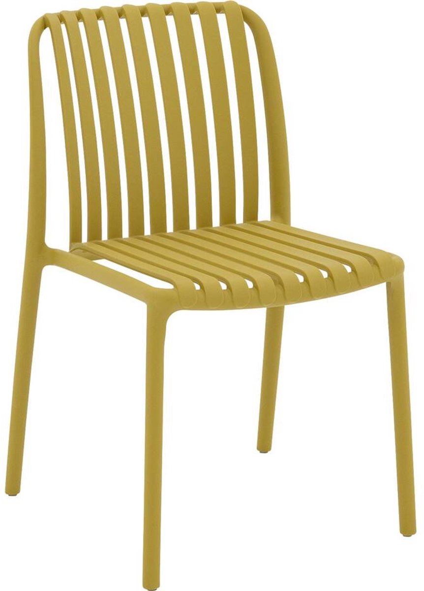 Goossens Tuinstoel Lygeke - Kunststof - geel - 54 x 80 x 57 cm - Tuinstoel zonder armleuning - zonder kussen - Stapelbaar