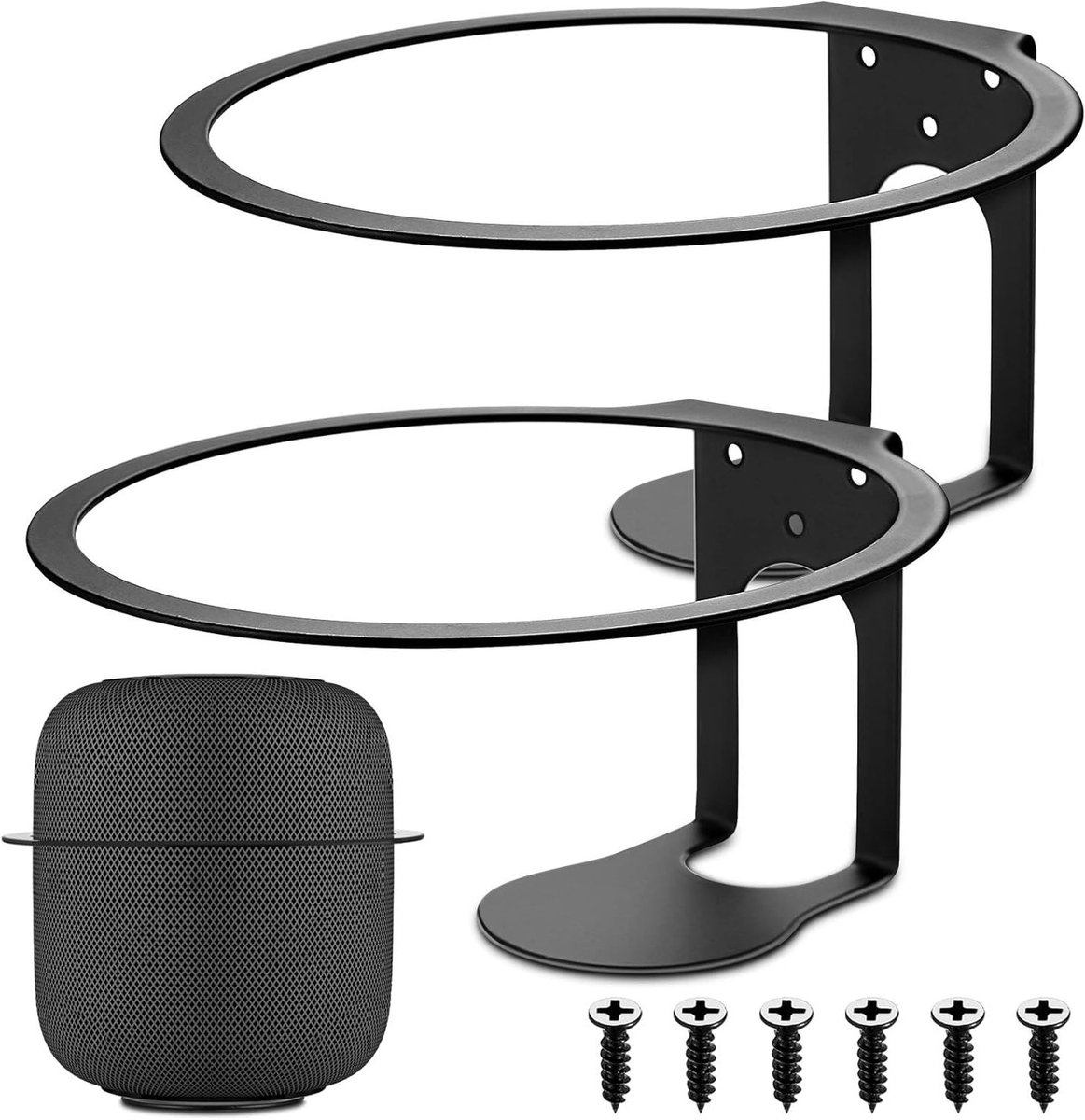 Muurbeugels voor Smart Speakers - Metalen Ronde Steunen voor HomePod 2 - Ideale Wandmontage en Decoratie (Zwart)