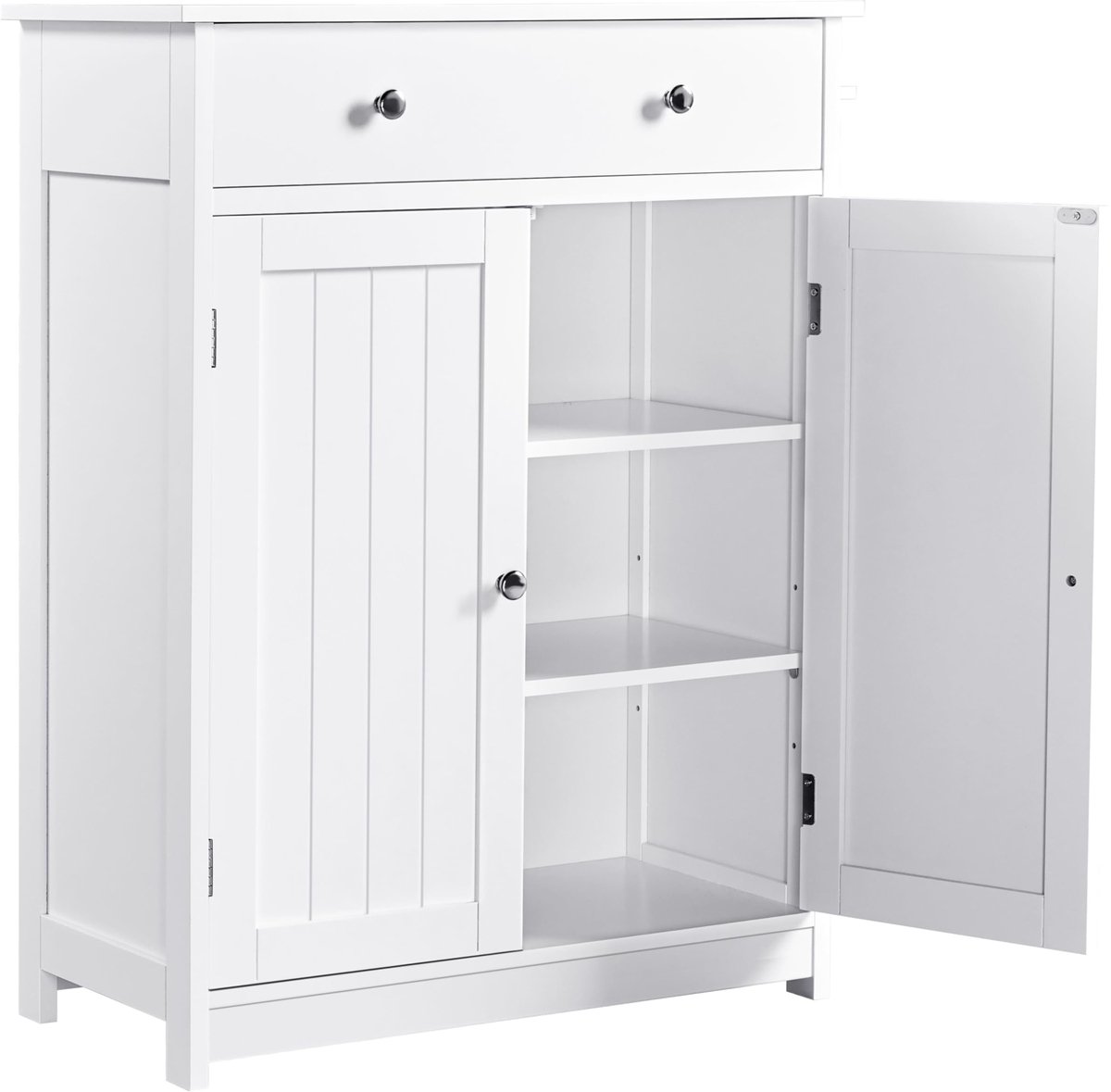 Yaheetech Badkamerkast, keukenkast, commode, opbergkast met lade en dubbele deur, badkamer, 60 x 30 x 80 cm, LBH wit