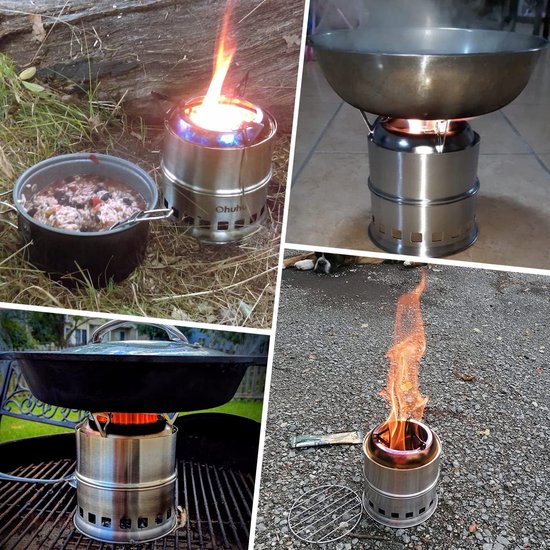 Camping kooktoestel RVS lichtgewicht houtkachel multi brandstof inklapbaar compact 0,9 kg van Camping — afbeelding 4