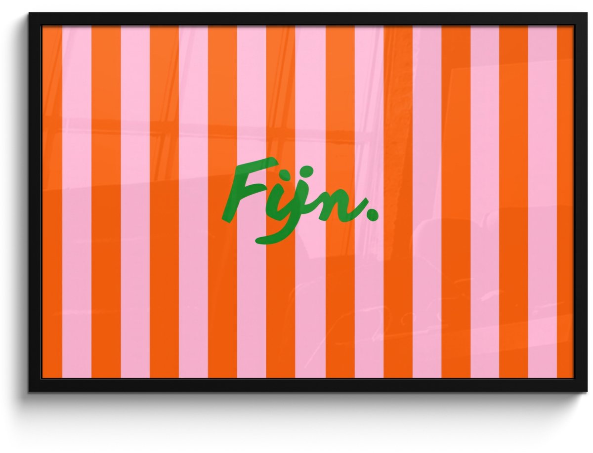 FrameYourWall Poster in lijst - Fotolijst 90x60 cm - Posters - Patroon - Oranje - Fijn - Strepen - Posterlijst zwart - Decoratie - Wanddecoratie woonkamer - Muurdecoratie slaapkamer