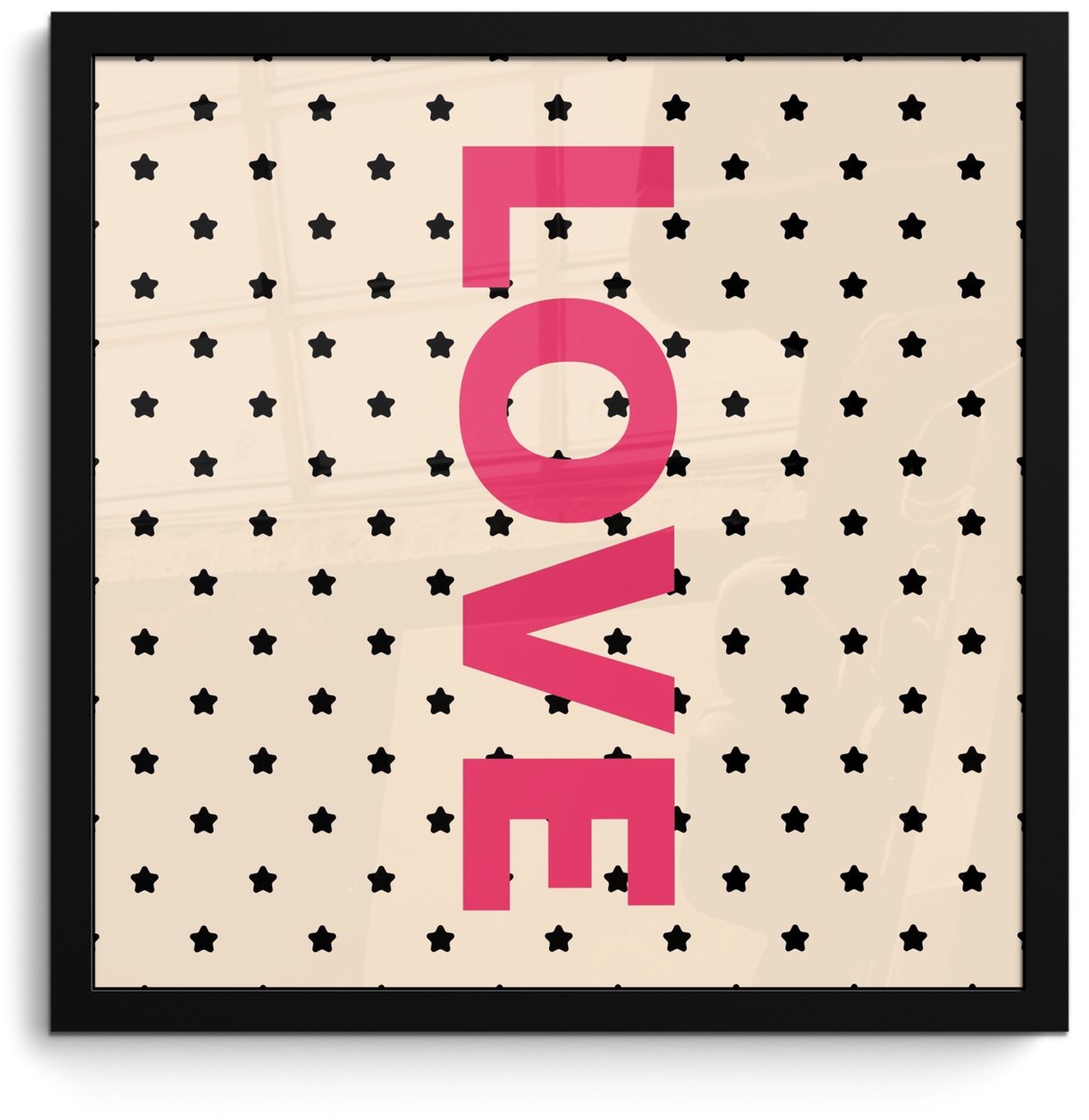 FrameYourWall Poster in lijst - Fotolijst 40x40 cm - Posters - Love - Stippen - Roze - Posterlijst zwart - Decoratie - Wanddecoratie woonkamer - Muurdecoratie slaapkamer