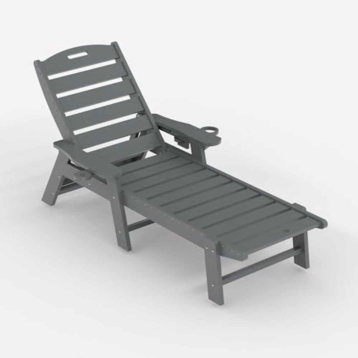 Danky Opklapbare Ligstoel - 5-standen Verstelbare Buitenligstoel - Inklapbare Zonneligstoel voor Tuin, Zwembad, Strand & Camping - Grijs - zonder Wieltjes