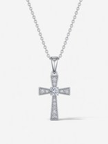 925 Zilveren Kruis Ketting voor Dames – Luxe Glans – Geloofssymbool – Christelijk Sieraad – Tijdloos Cadeau