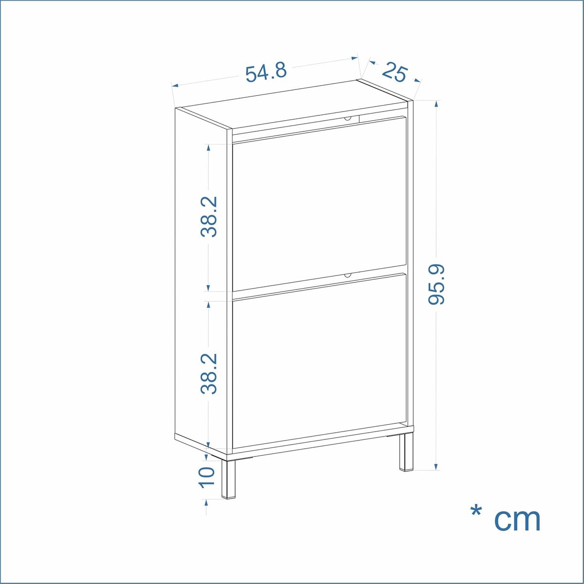Schoenenkast smal wandmontage 2 klapdeuren – House&Garden Schoenenrek gesloten antraciet modern ruimtebesparend 54,8 x 25 x 95,9 cm – schoenenkast voor hal en entree tot maat 45