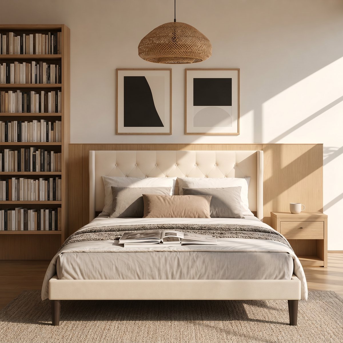 Bealife AF16 Bedframe - 200 x 140 cm - Gestoffeerd Hoofdbord - Beige