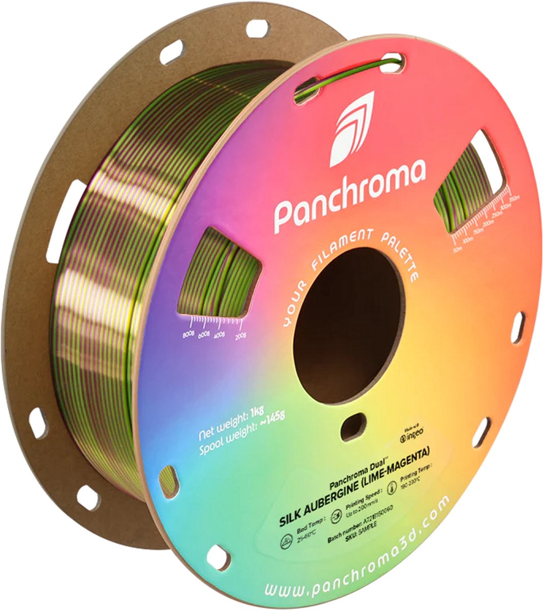 Polymaker Panchroma Dual Silk Aubergine (Limoen Magenta) PLA 3D filament 1,75mm 1kg
