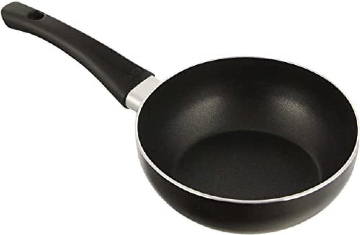 Kookpan Wok - Koekenpan - Roerbakken van gerechten - Inductiegeschikt - 16 cm - Zwart