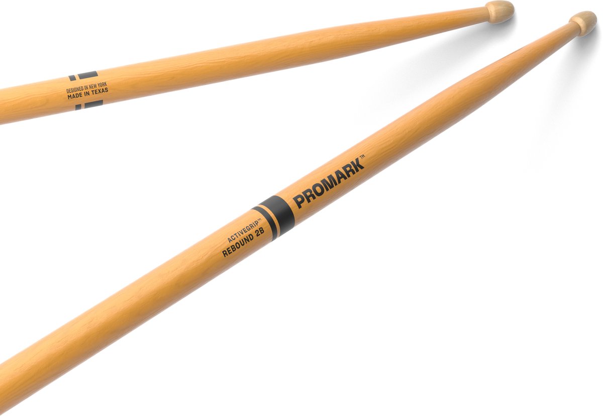 ProMark R2BAG Rebound 2B ActiveGrip Hickory drumstokken met houten tip
