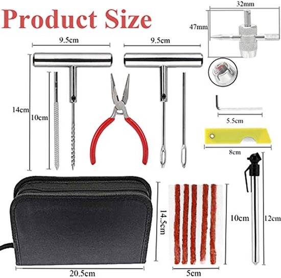 Banden Reparatie Kit - Lekke Band Herstel - Noodhulp Onderweg - Heavy Duty Staal - 70 Delig - Zwart — afbeelding 5