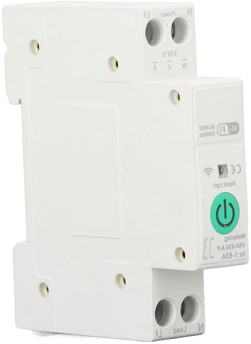Slimme Stroomonderbreker - App-bedienbare Schakelaar - Energie Beheer - Over- en Onderspanningsbeveiliging - 63A 90-300V - Wit