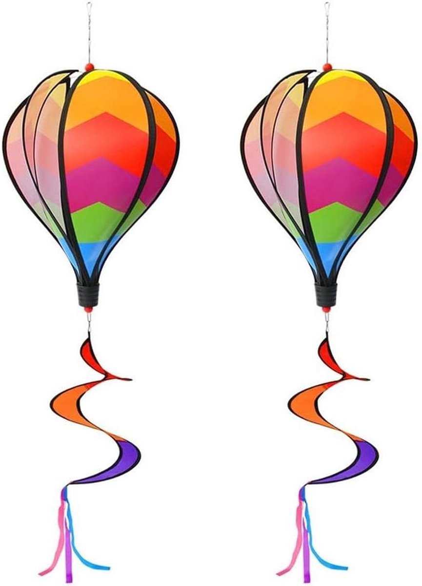 Luchtballon Windspinner - Tuindecoratie Roterend - Buiten Versieren - Geometrisch 3D Ontwerp - 40 x 20 x 2 cm - Kleurrijk