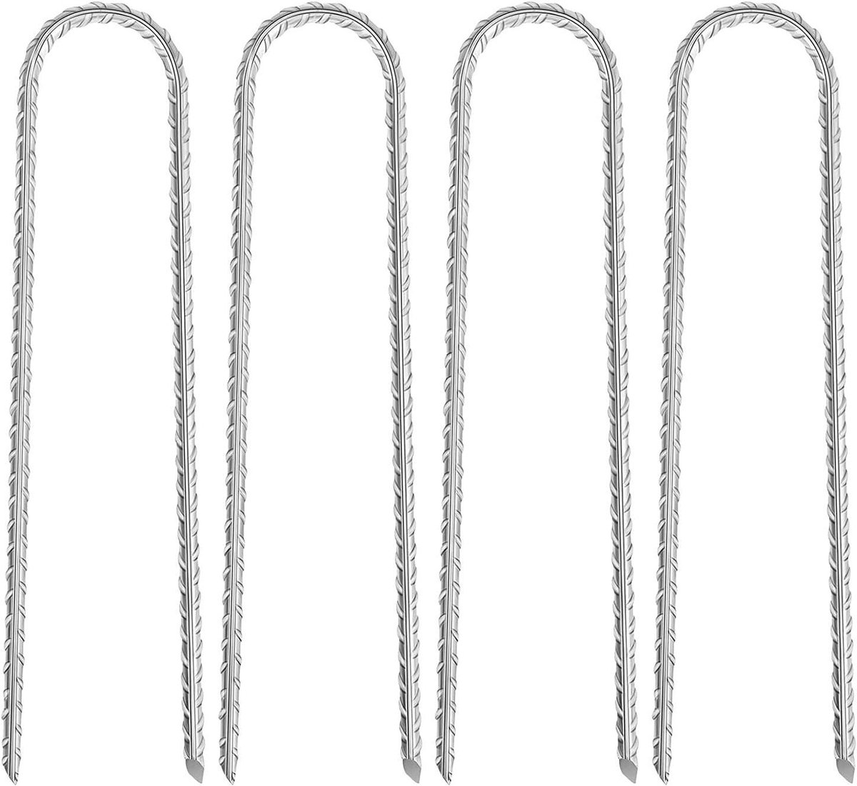 Tentharingen, 4 stuks grondankers, 30 cm haringen, haringen, stabiel, 8 mm verzinkte haringen, U-vormige grondankers, geschikt voor camping, trampoline, tent, tuin, versterking, tuinhek