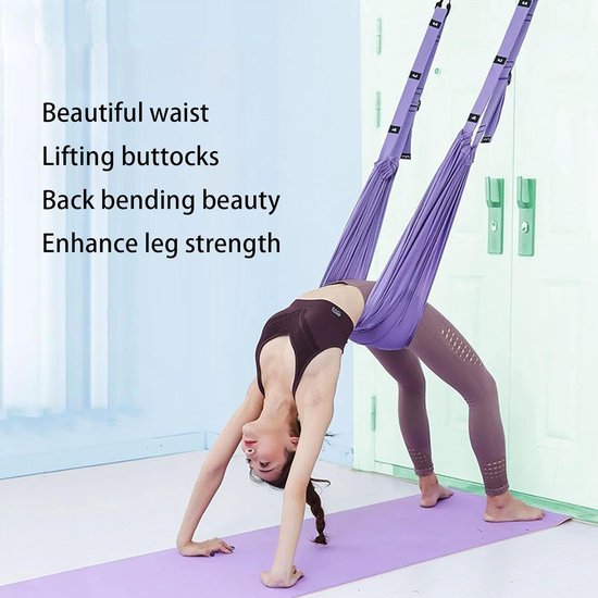 Yoga Stretching Strap - Yoga Touw Riem - Flexibiliteit Verbeteren - Met Deuranker - 07 kg - Paars van Merkloos — afbeelding 2