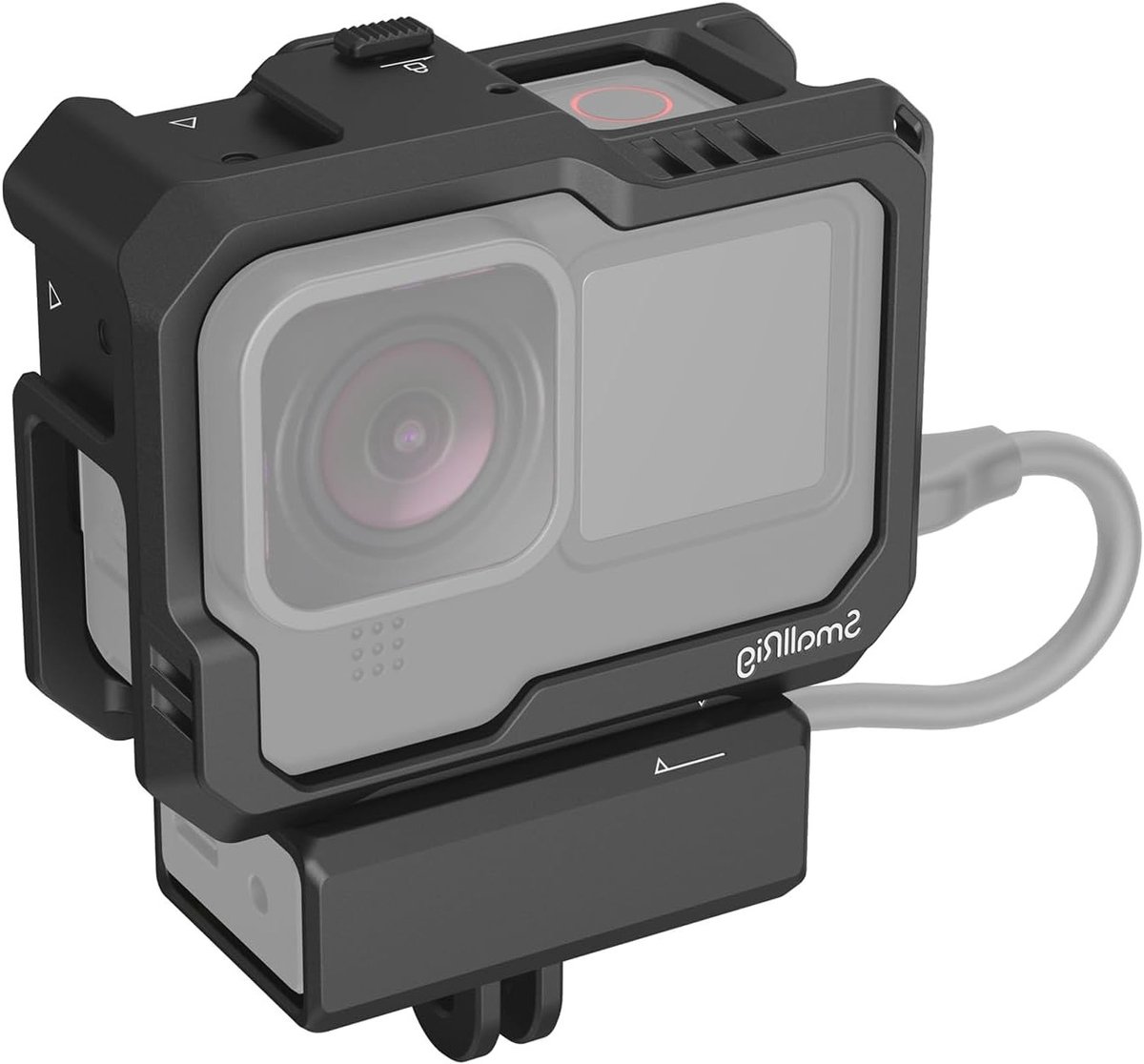 GoPro Cage voor Hero12, Hero11, Hero10 en Hero9 Black met 2 Koudschoen Bevestigingen voor Licht en Microfoon, LED Videolamp - 3083C