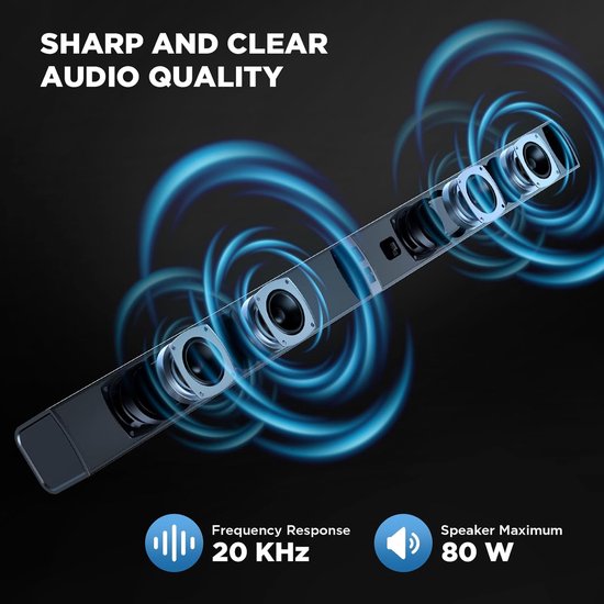 Soundbar met Bluetooth - TV Luidspreker - Thuisbioscoop Geluid - Afneembaar 2-in-1 Ontwerp - 78.74 cm - Zwart van Merkloos — afbeelding 3