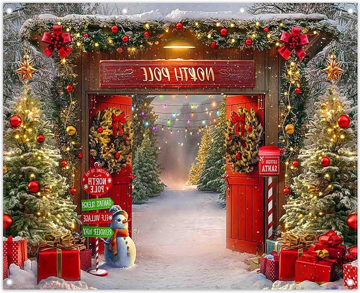 Kerst Achtergrond - Fotostudio Banner - Feest Decoratie - Polyester Stof - 300 x 243 cm - Rood