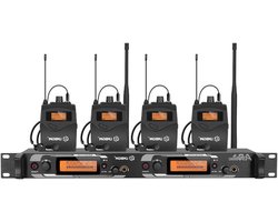 Draadloos In-Ear Monitorsysteem – Podium Monitoring Systeem – Live Muziek Optredens – Ultra Lage Latentie – 100 Meter Bereik – Zwart