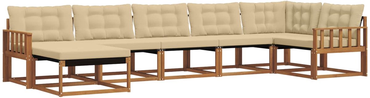 vidaXL Buiten - bank - set - 7 - st - 7-zits - Natuurlijk - en - Beige Natuurlijk en Beige
