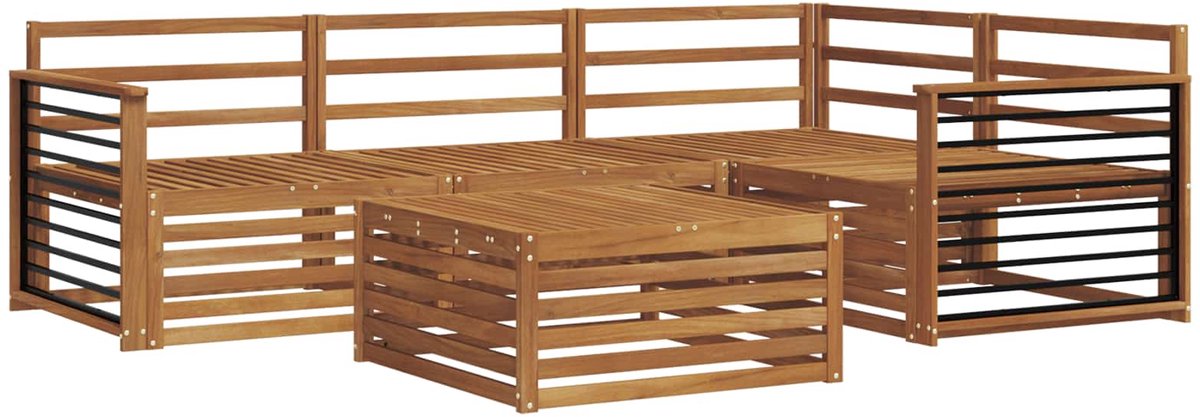 vidaXL Buiten - bank - set - 5 - st - 4-zits - Naturel - Massief - Acacia - Hout