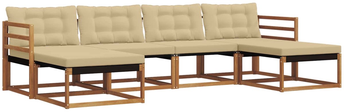 vidaXL Buiten - bank - set - 6 - st - 6-zits - Natuurlijk - en - Beige Natuurlijk en Beige