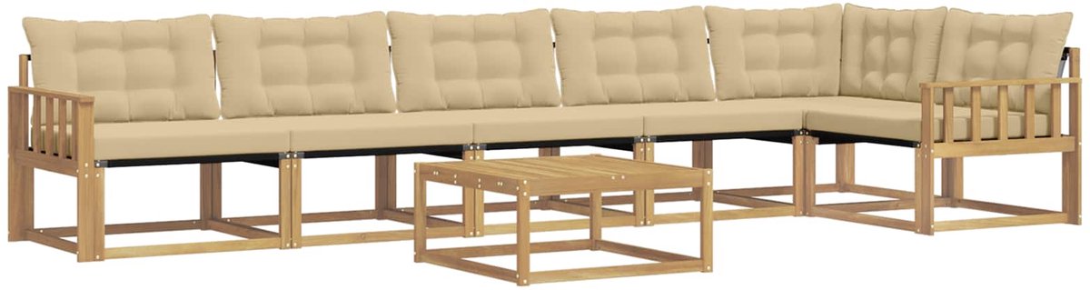 vidaXL Buiten - bank - set - 7 - st - Wit - en - Beige Wit en beige