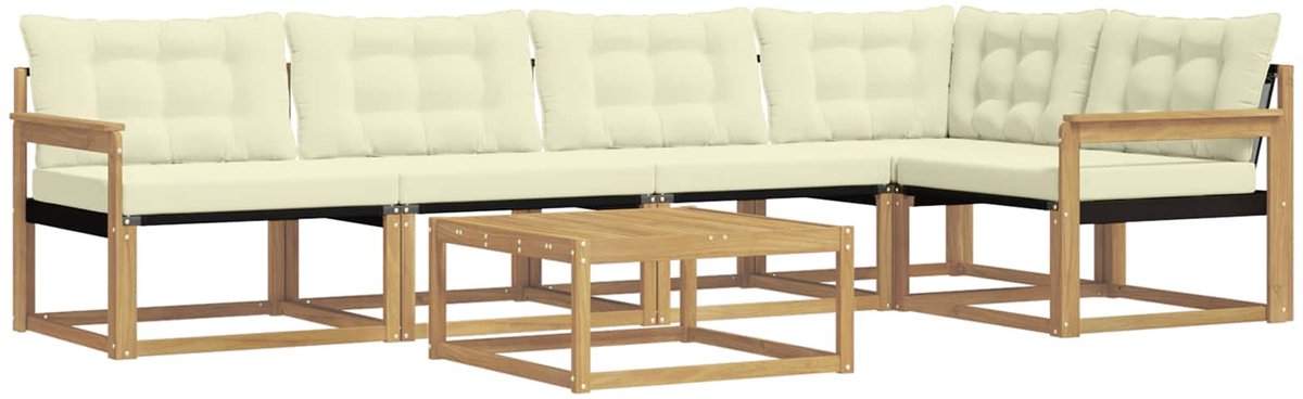 vidaXL Buiten - bank - set - 6 - st - Wit - en - crèmekleurig Wit en crèmekleurig