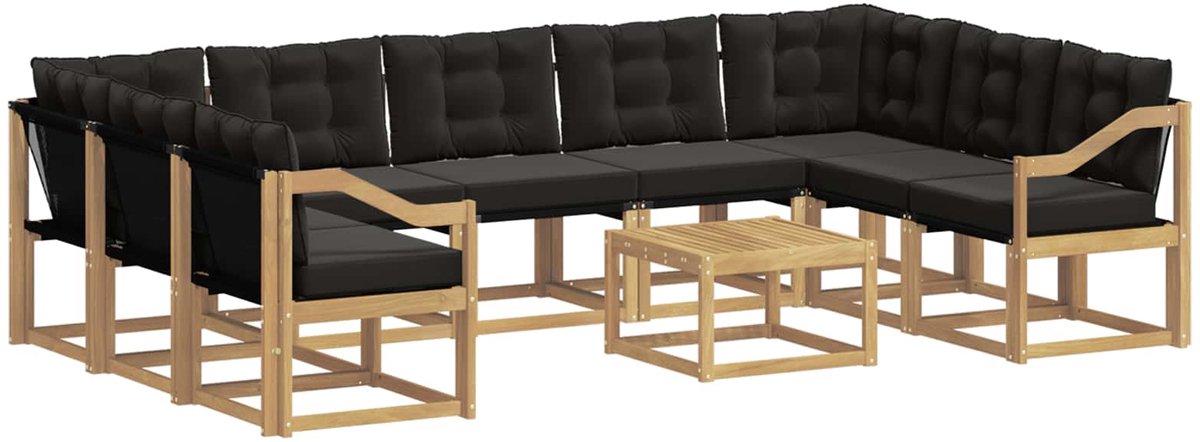 vidaXL Buiten - bank - set - 10 - st - 9-zits - Wit - en - zwart Wit en zwart