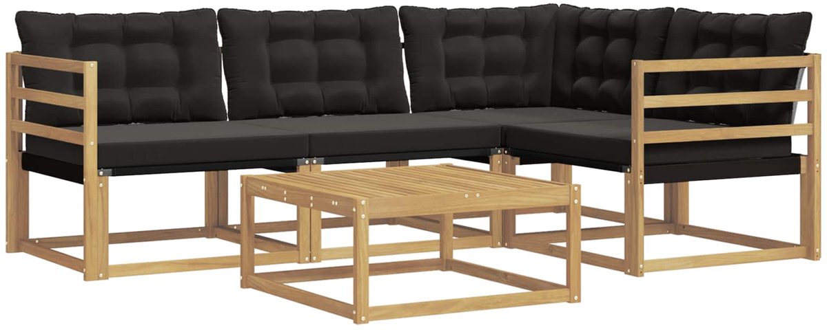 vidaXL Buiten - bank - set - 5 - st - Wit - en - zwart Wit en zwart