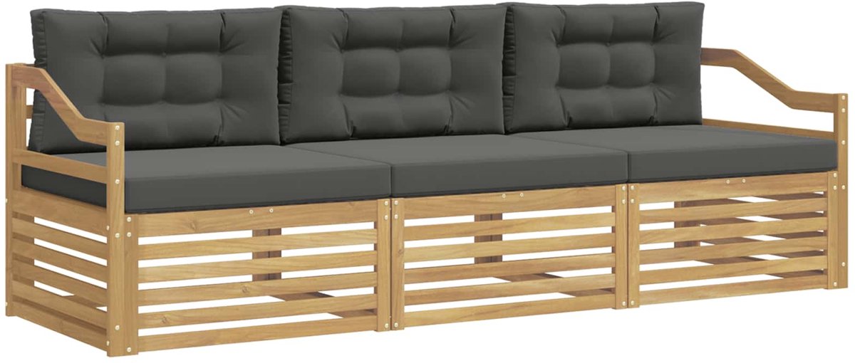 vidaXL Buiten - bank - set - 3 - st - 3-zits - Wit - en - antracietkleurig - Polyester Wit en antracietkleurig