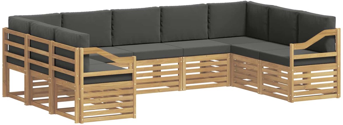 vidaXL Buiten - bank - set - 9 - st - 9-zits - Wit - en - antracietkleurig - Polyester Wit en antracietkleurig