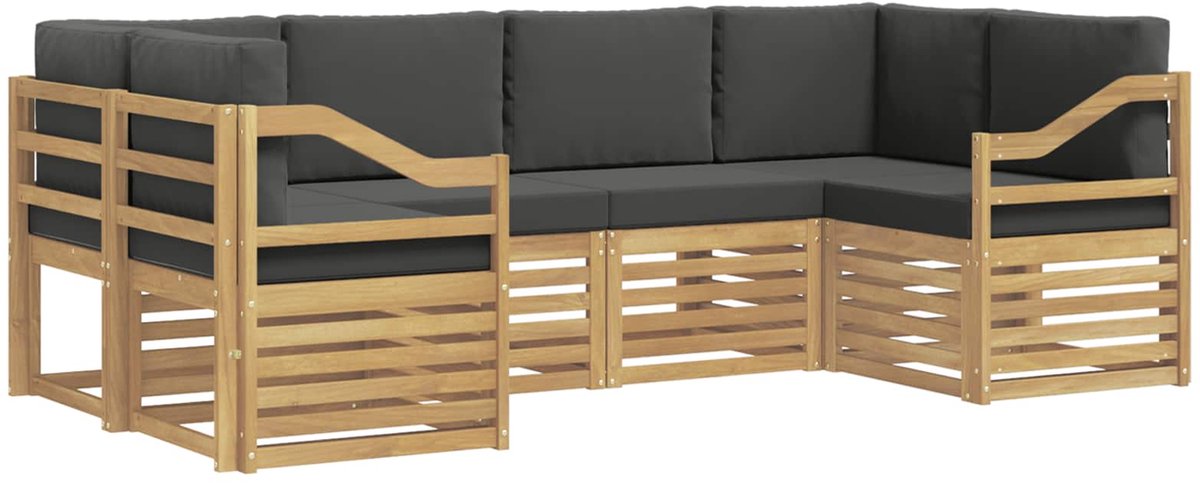vidaXL Buiten - bank - set - 6 - st - 6-zits - Wit - en - antracietkleurig - Polyester Wit en antracietkleurig