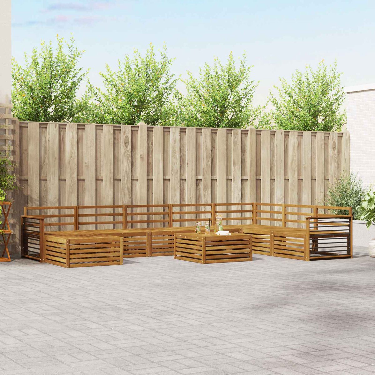 vidaXL Buiten - bank - set - 9 - st - Naturel - Massief - Acacia - Hout